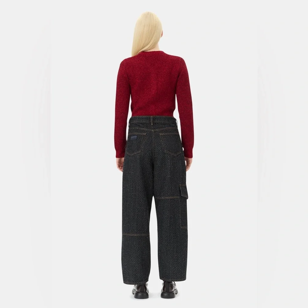 Ganni Red Button-Up Knit Cardigan